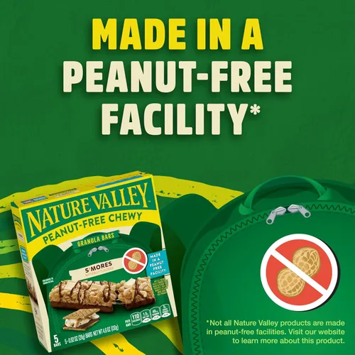 Vista 3 de Nature Valley Barras de granola masticables sin maní, S'mores, hechas en una instalación sin maní, 5 barras, 4.6 onzas