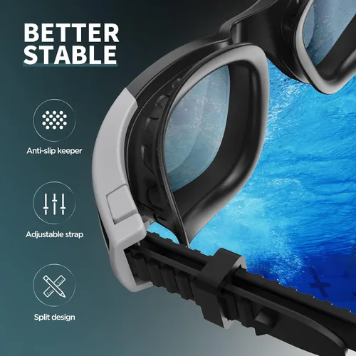 Vista 4 de Gafas de natación, gafas de natación para adultos, hombres y mujeres, antiniebla, sin fugas, gafas de piscina
