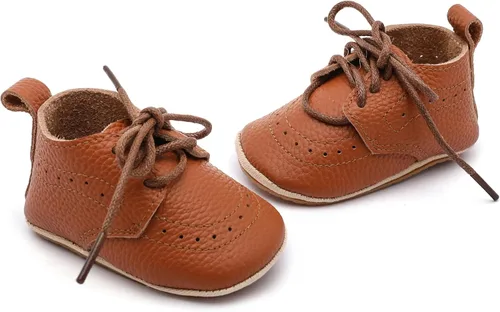 Vista 4 de Mocasines de cuero para bebés, niños y niñas, cómodos zapatos de vestir Oxford, zapatos de boda, zapatos para primeros pasadores, zapatos de cuna