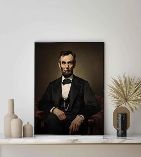 Vista 4 de Abraham Lincoln - Póster impreso artístico, retrato presidencial oficial, decoración de pared, colección de galería de arte del presidente, pintura