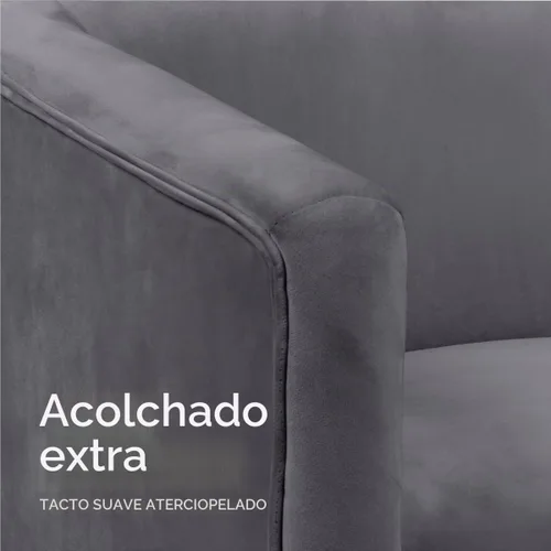 Vista 7 de Milliard Silla con brazo para sala de estar y comedor con terciopelo tapizado fácil de limpiar y patas doradas en forma de X, gris