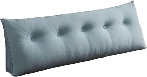Vista 11 de Almohada de cuña para dormir, cabecero de espalda, cojín triangular largo, almohadas de lectura para sentarse en la cama para adultos con funda