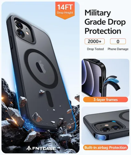 Vista 5 de FNTCASE Funda para iPhone 13 Mini: para iPhone 12 Mini [compatible con Magsafe] Funda magnética translúcida mate para teléfono, protección contra