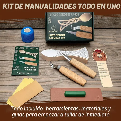 Vista 3 de Kit de tallado de cuchara de madera BeaverCraft para principiantes DIY04 - Juego de tallado incluye herramientas de tallado de cuchara, cuchillo