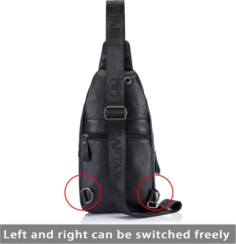 Vista 17 de LUKZIJAES Bolso bandolera de cuero genuino para hombre