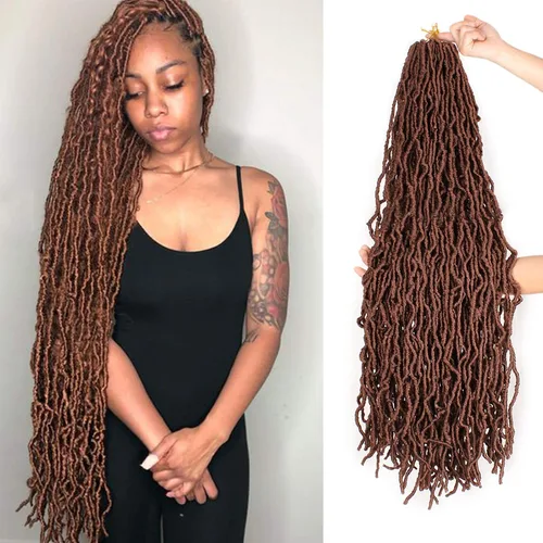Vista 11 de Leeven Nuevas Trenzas de Ganchillo de Cabello con Locs Falsos Suaves de 24 Pulgadas de Largo Locs de Diosa Desgastados 6 Paquetes Negro Natural