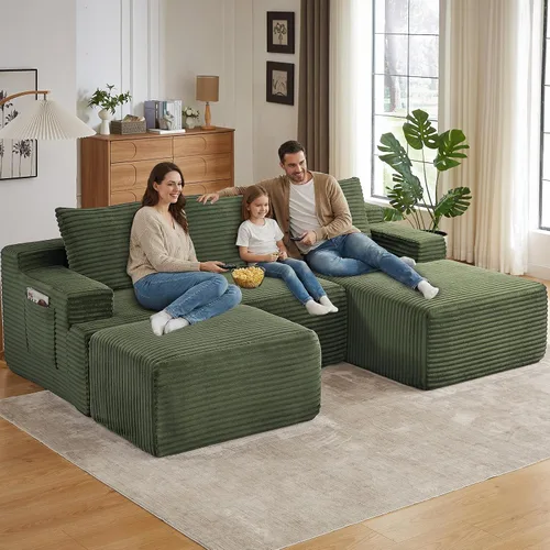Vista 36 de Lakifun Sofá en Forma de L de 107" con Otomana, Seccional Modular Moderno Sofá Cómodo en Forma de U Nube, Asiento Profundo, Chaise Longue Cama