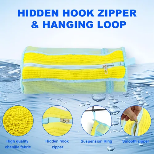 Vista 5 de Bolsas de lavado de zapatos para lavadora Bolsas duraderas para lavadora de zapatos para todos los tipos de zapatos (2 unidades amarillas grandes)