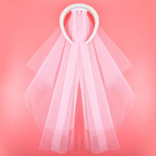 Vista 7 de Yolev Diadema de perlas con velo desmontable para boda, velo de novia, tocado de perlas blancas, decoración de despedida de soltera, regalo