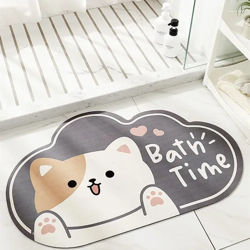Vista 22 de Tapete de baño súper absorbente, tapete de entrada antideslizante con dibujos animados, cojín de secado rápido para suelo de baño y ducha