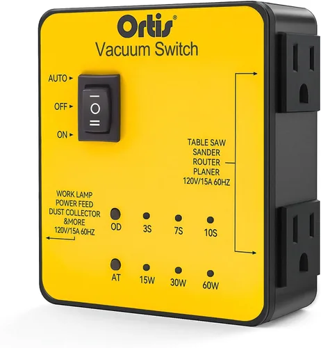 Vista 8 de Ortis - Interruptor automático de vacío, interruptor automático de control de polvo para 2 herramientas eléctricas, modos de encendido/apagado