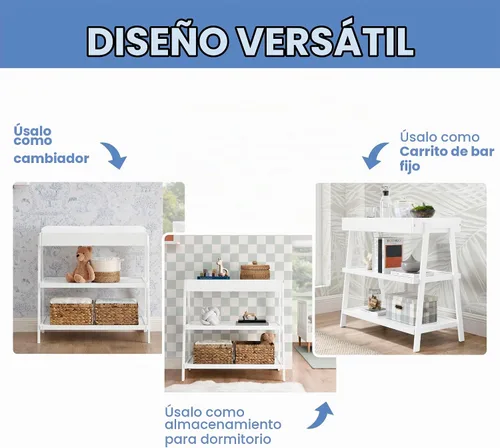 Vista 5 de Delta Children Cambiador Scout - Certificado Greenguard Gold, Bianca White