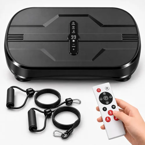 Vista 10 de Natini Vibration Plate Exercise Machine, 990 Speed Levels Whole Body Vibrating Plate for Lymphatic Drainage, Home Workout Equipment with Resistance