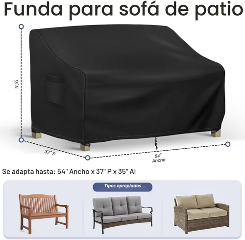 Vista 2 de Richwon Funda impermeable para sofá biplaza de patio, funda de sofá biplaza de 2 plazas para exteriores, fundas para muebles de patio