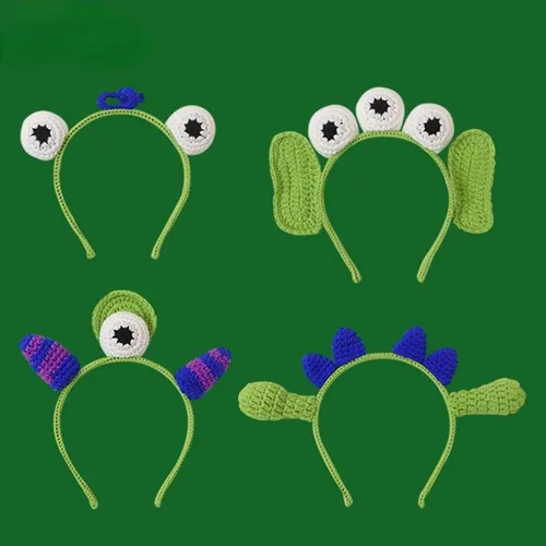 Vista 2 de Pumnao Diadema de alienígena, diadema de ojos de monstruo, diadema de felpa linda para fiestas temáticas para niñas y niños