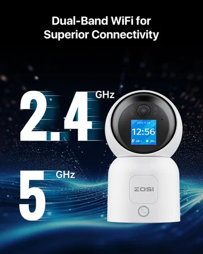 Vista 7 de ZOSI Cámara de seguridad WiFi inteligente de 4 MP, panorámica/inclinación de 360°, videollamadas de 2 vías, detección humana