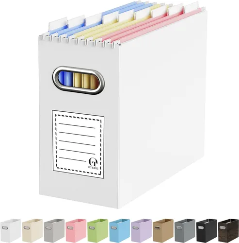 Vista 19 de Oterri Caja Organizadora de Archivos de Cartón para Carpetas Colgantes Tamaño Carta, Caja de Archivos para Escritorio de Computadora, Archivador