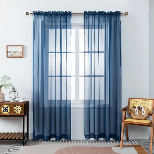 Vista 25 de WPM - Cortinas traslúcidas de color beige de 60 pulgadas de ancho x 95 pulgadas de largo, 2 paneles tratamiento de ventana para sala de estar