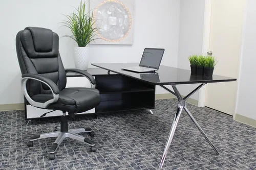 Vista 2 de Boss Office Products Silla LeatherPlus con respaldo alto, no requiere herramientas, color negro