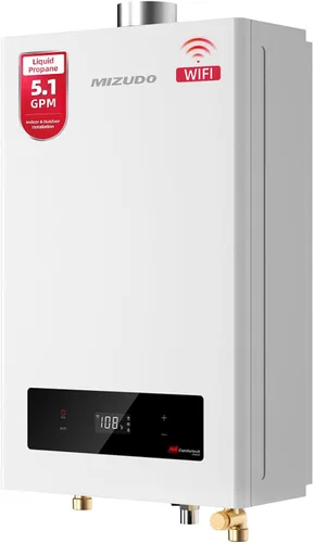 Vista 15 de MIZUDO Calentador de agua sin tanque de gas natural de 120,000 BTU, máximo