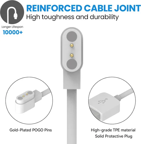 Vista 3 de Compatible con Woneligo W13 cargador de reloj inteligente 23.6 in, cable portátil USB, cable de carga magnético, cargador de repuesto para cargador