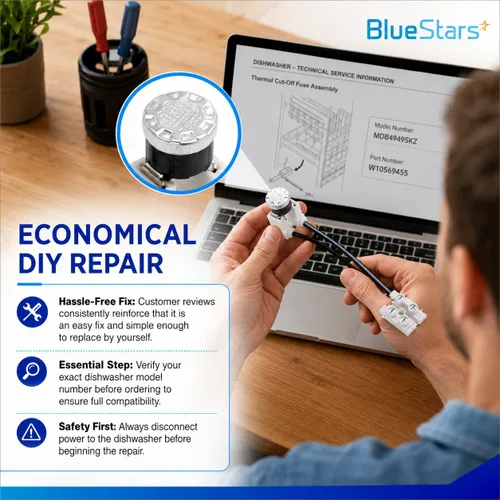 Vista 10 de BlueStars W10258275 Fusible térmico bimetálico para lavavajillas, compatible con lavavajillas Whirlpool Kenmore, instrucciones claras incluidas
