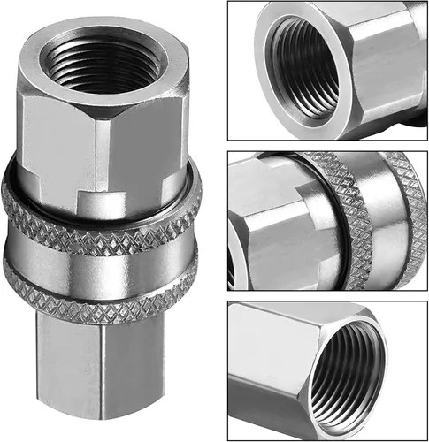 Vista 3 de 4 juegos de accesorios y adaptadores para hidrolimpiadoras, NPT kit de conector rápido macho y hembra de acero inoxidable de 3/8 pulgadas