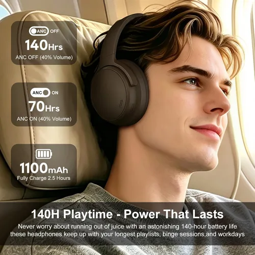 Vista 4 de Srhythm NiceComfort 35 (2.ª generación) Auriculares híbridos con cancelación de ruido, Bluetooth inalámbrico 6.0, 5 micrófonos con ENC