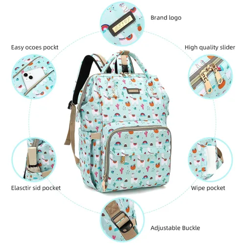 Vista 4 de GAIVP Mochila para pañales, bolsas de pañales para bebés, niñas y niños, bolsas de bebé para mamás papás, bolsa cambiadora de pañales con bolsillos