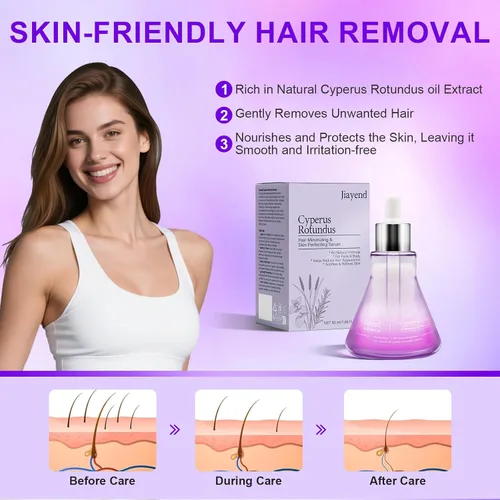 Vista 3 de Cyperus Rotundus Skin Serum Oil, Natural Hair Removal & Shaving Oil for Women, Effectively Reduces Unwanted Hair & Prevents Hair Regrowth