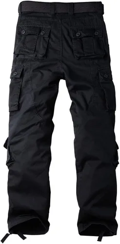 Vista 2 de AKARMY - Pantalones cargo informales para hombre, pantalones militares de camuflaje, pantalones de combate y trabajo con 8 bolsillos (sin cinturón)