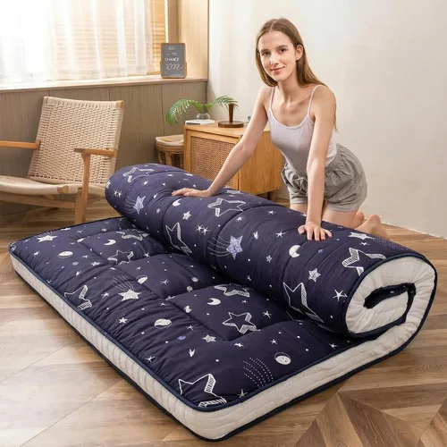Vista 16 de MAXYOYO Colchón de futón, colchón japonés de piso plegable para dormir Negro(Black Geometry)