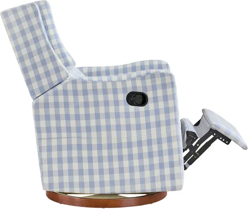 Vista 13 de KISLOT Silla reclinable giratoria, planeador manual para guardería, cuadros Cuadros azules