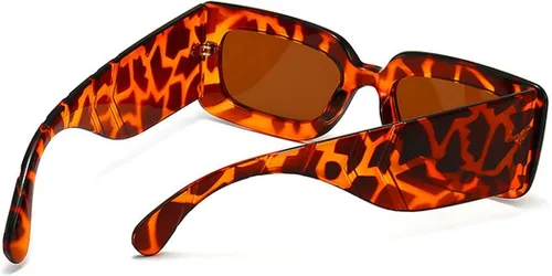 Vista 3 de laureles Square Snakeskin Pattern Rectángulo Gafas de sol Hombres Mujeres Vintage Fluorescente Verde Sombra Gafas