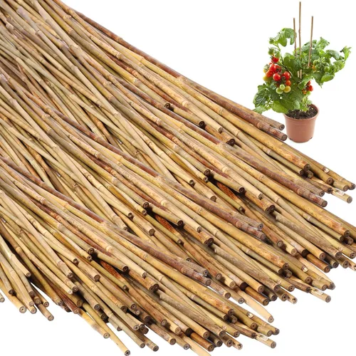 Vista 13 de Suclain Juego de 30 estacas de bambú para plantas trepadoras, estacas de bambú resistentes para tomates, frijoles, flores y plantas en maceta
