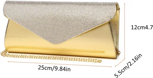 Vista 4 de Bolso de mano brillante para mujer, bolso de noche con cristales de estrás, bolso de noche con purpurina brillante para mujer, boda, fiesta, baile