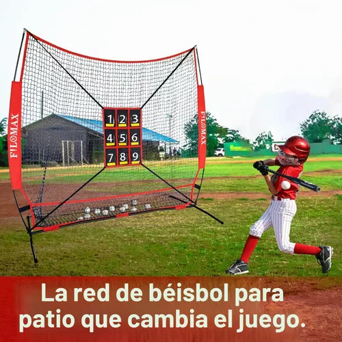 Vista 7 de Red de práctica de béisbol y softbol de 7 x 7 pies con zona de golpe numerada, red de entrenamiento de lanzamiento portátil resistente