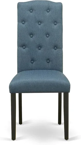 Vista 8 de East West Furniture DLCE3-BLK-21 - Juego de mesa de comedor de 3 piezas que contiene una mesa de comedor redonda con gotas y 2 sillas tapizadas