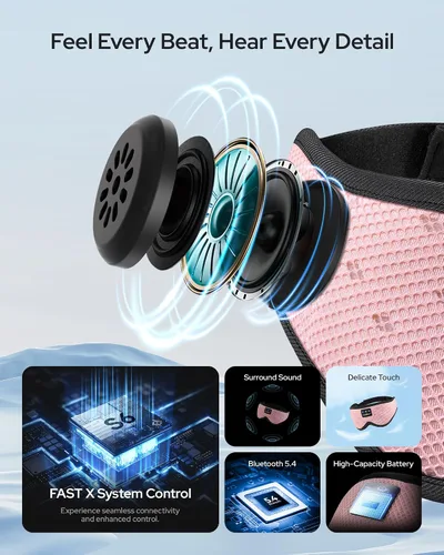 Vista 3 de MUSICOZY Auriculares Bluetooth para dormir de lado Rosa (mesh pink)