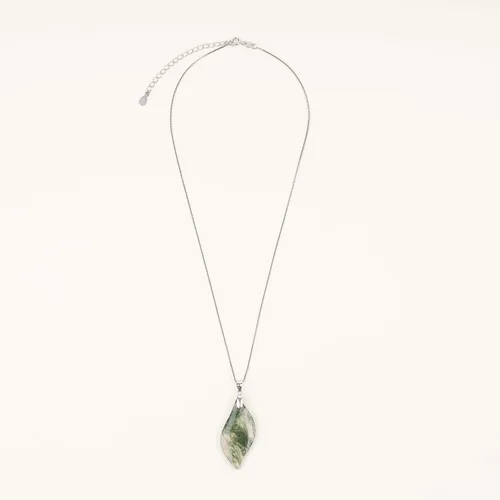 Vista 5 de COAI Collar con colgante de hoja de ágata musgo de plata de ley 925