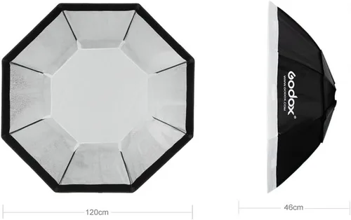 Vista 5 de Godox Caja blanda octagonal de 47"/120 cm, con montaje Bowens, compatible con iluminación estroboscópica de estudio MS300 SK400II AD600 AD400Pro