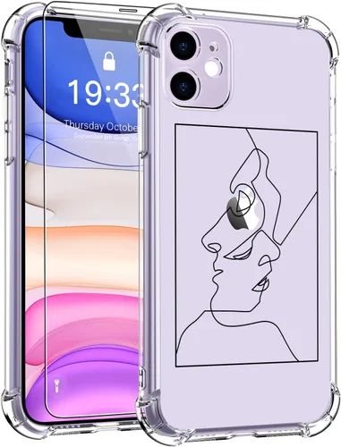 Vista 12 de LUXVEER Funda para iPhone 11 Pro con protector de pantalla, elegante diseño floral en TPU suave transparente, ajuste delgado, funda protectora