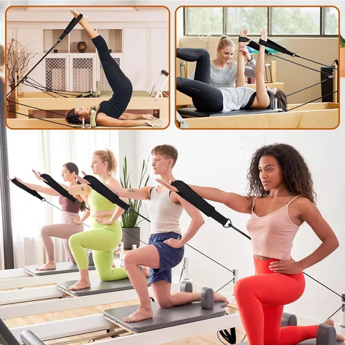 Vista 6 de TOBWOLF 2PCS Pilates Straps for Reformer, Double Loop D Ring Foot Hand