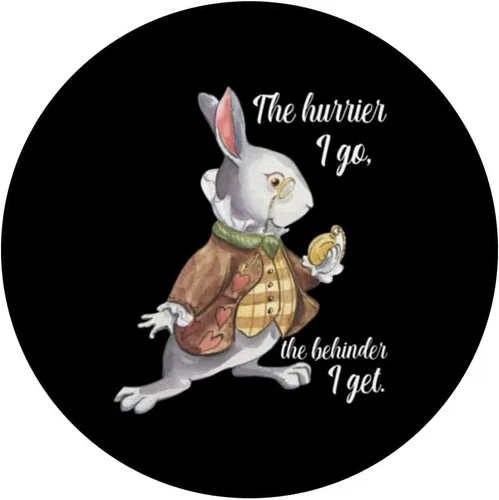 Vista 3 de Alicia en el país de las maravillas conejo blanco corriendo tarde apresurándose PopSockets intercambiables PopGrip