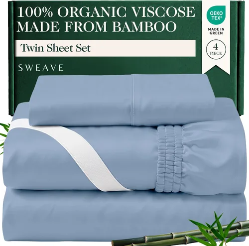 Vista 18 de Juego de sábanas de bambú viscosa 100% cultivada orgánicamente, 3 piezas, marfil Marfil (100% viscosa orgánica hecha de bambú)