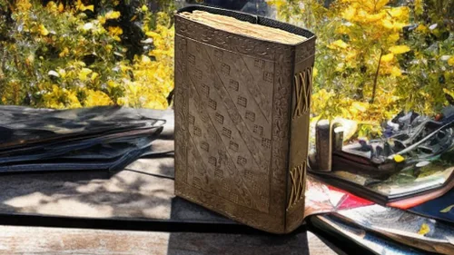Vista 3 de Embossed Luna Moth Leather Grimoire Journal – Vintage Botanical Mushrooms & Sun Moon Design – Blank Spell Book of Shadows with Deckle Edge Paper