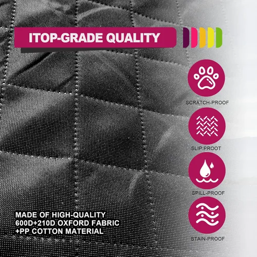 Vista 5 de Funda impermeable antideslizante y duradera de carga para perros, cojín de asiento de coche con protector de paredes laterales y solapa