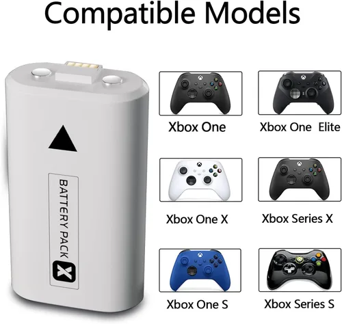 Vista 2 de Uwayor Paquete de 2 baterías recargables para Xbox OneSeries, 1400 mAh para Xbox OneOne SOne XOne EliteXbox Series SSeries X Controller (blanco)