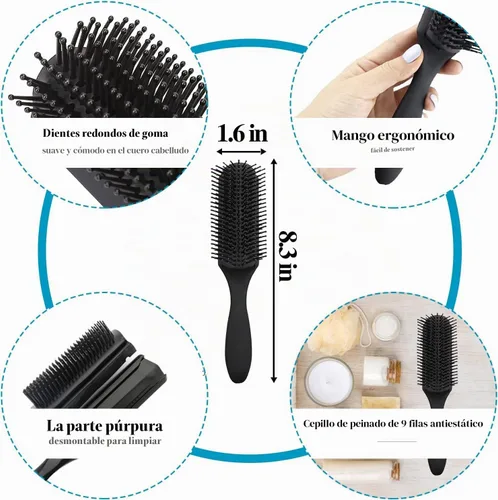 Vista 3 de Juego de 8 cepillos de pelo rizado, cepillos para el cabello para mujer, cepillo redondo para secar con soplado, cepillo de pala, apto