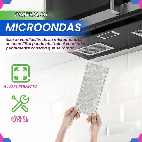Vista 5 de Filtro de microondas de repuesto de 13.3" x 5.85" WB06X10596 Filtro de microondas GE compatible con Whirlpool Maytag Samsung - Filtro de grasa